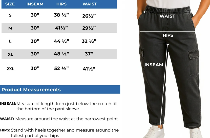 Pull-On Denim Cargo Pants