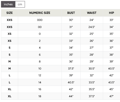 size chart