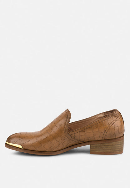 Metal Highlight Leather Loafers