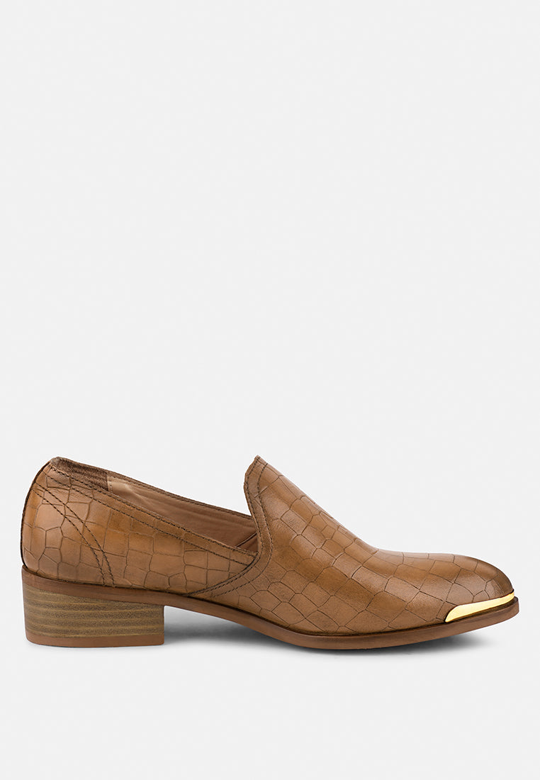 Metal Highlight Leather Loafers