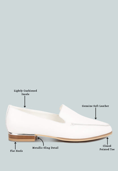 Metallic Sling Leather Loafers