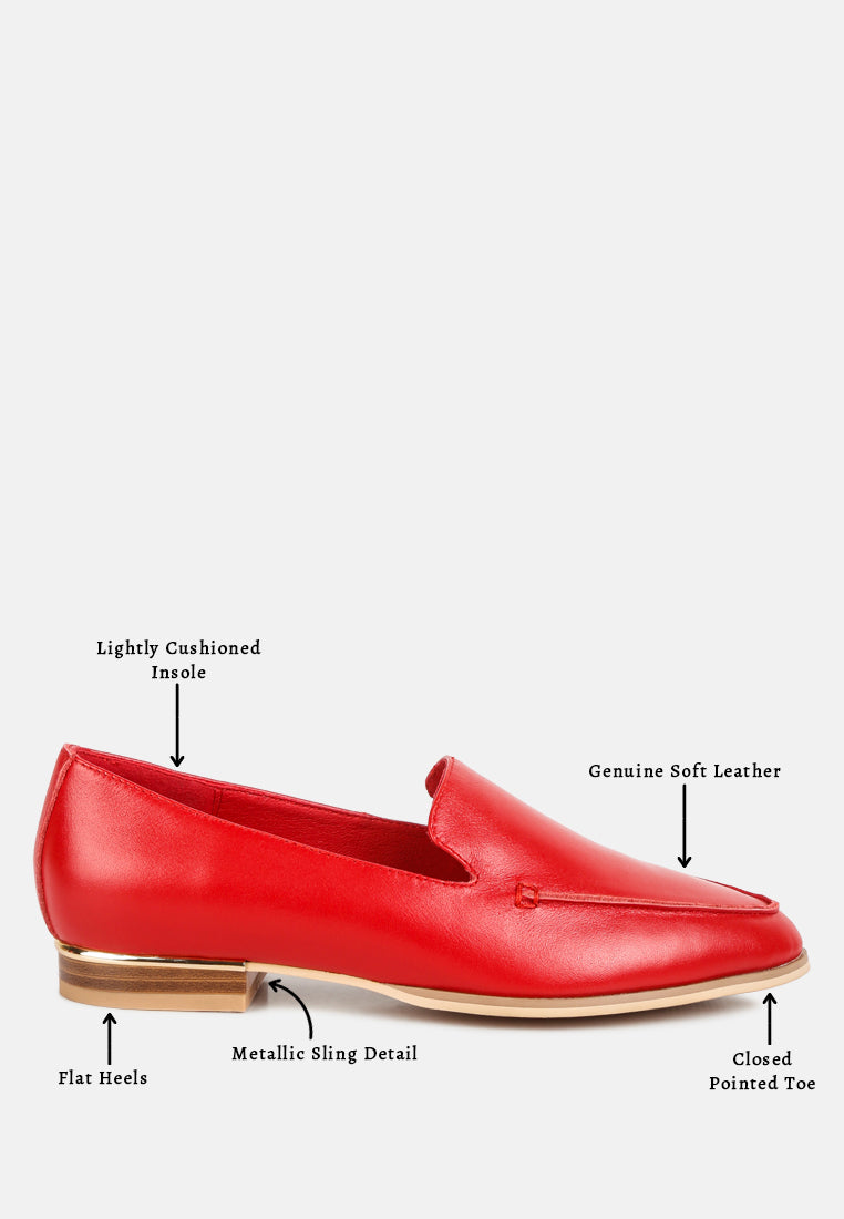 Metallic Sling Leather Loafers