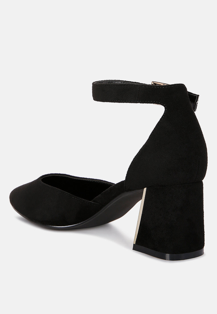 Metallic Detail Angled Heels