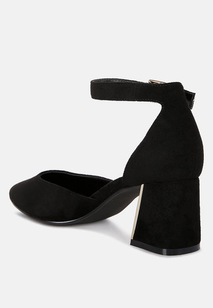 Metallic Detail Angled Heels