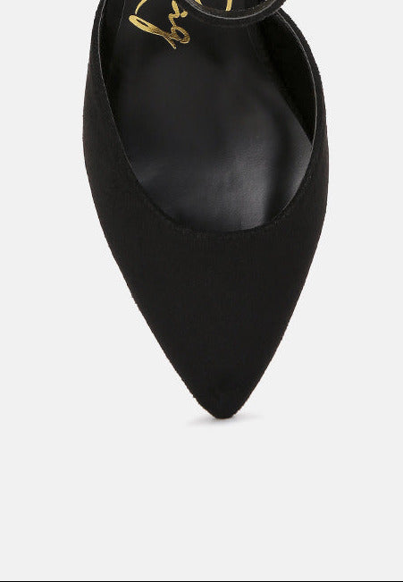 Metallic Detail Angled Heels