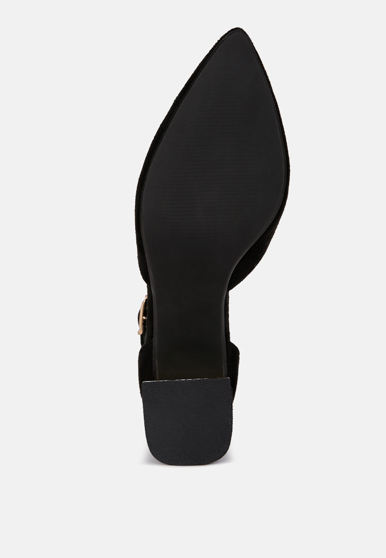 Metallic Detail Angled Heels