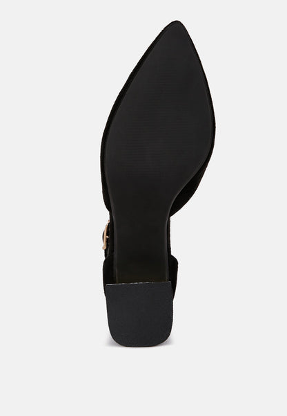 Metallic Detail Angled Heels