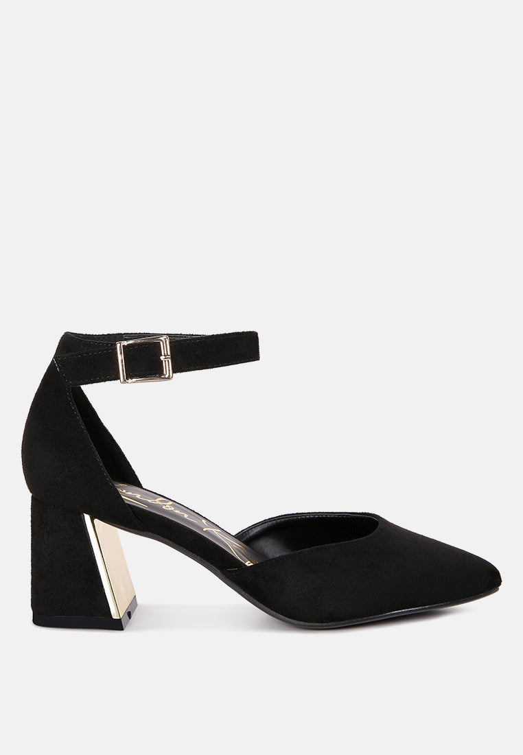 Metallic Detail Angled Heels