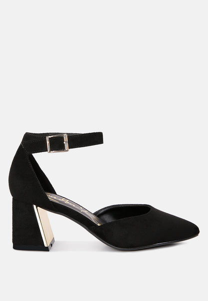 Metallic Detail Angled Heels