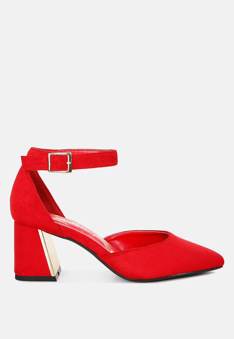 Metallic Detail Angled Heels
