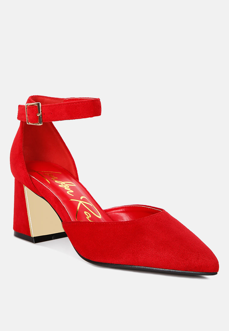 Metallic Detail Angled Heels