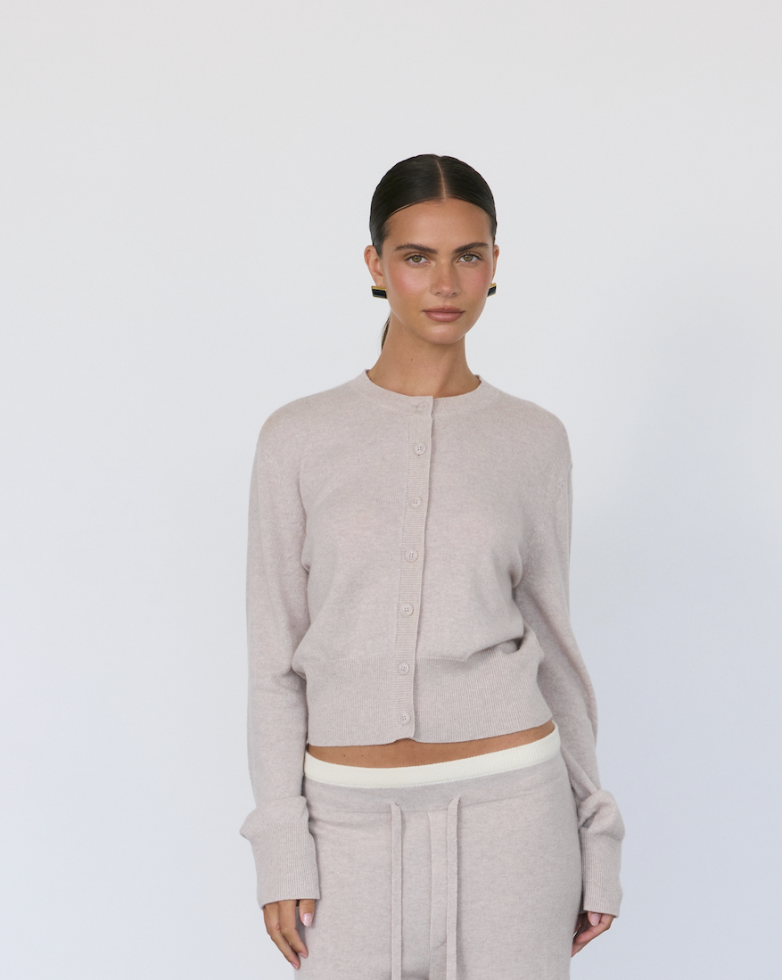 Cashmere Blend Cardigan Stone