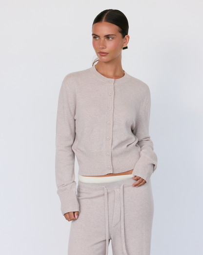 Cashmere Blend Cardigan Stone