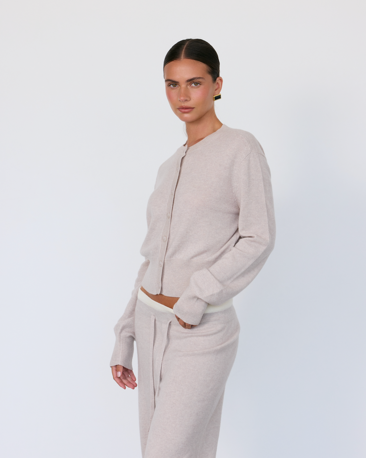 Cashmere Blend Cardigan Stone