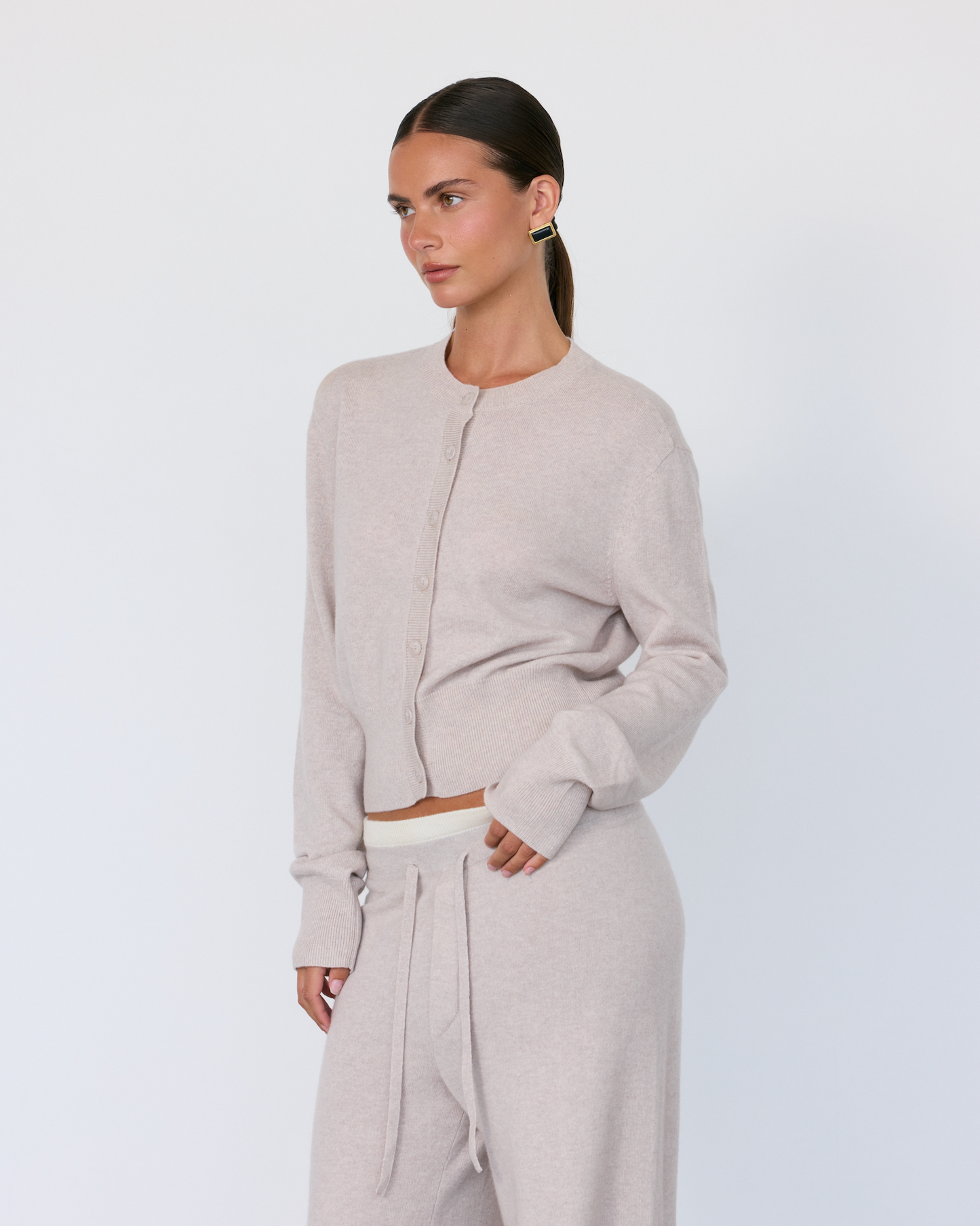 Cashmere Blend Cardigan Stone