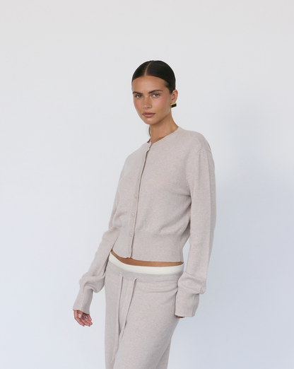 Cashmere Blend Cardigan Stone