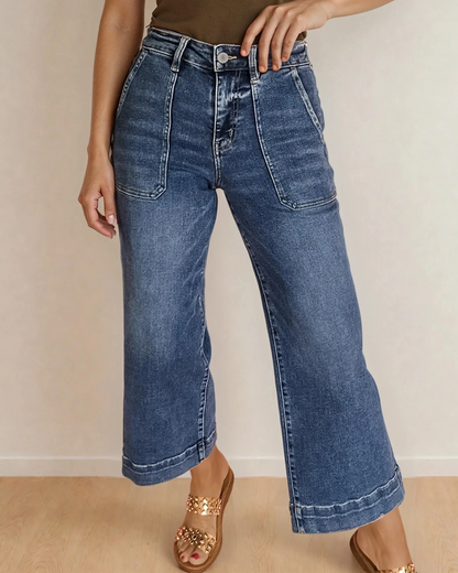 Square Pocket Wide Leg Jeans