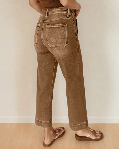Square Pocket Wide Leg Jeans
