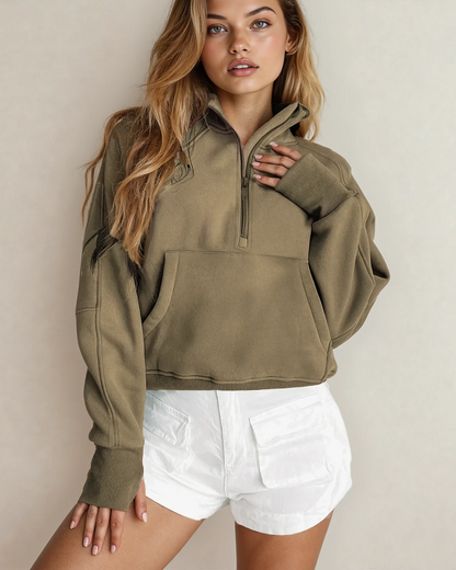 Stand Collar Pocket Pullover Elmwood