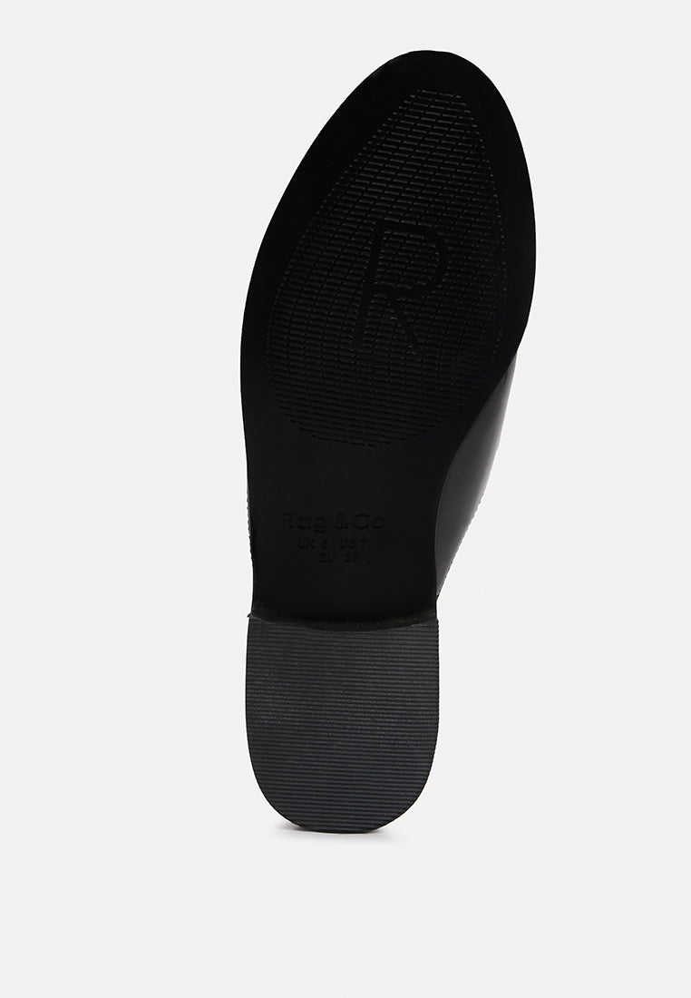 Studded Flat Patent Mules