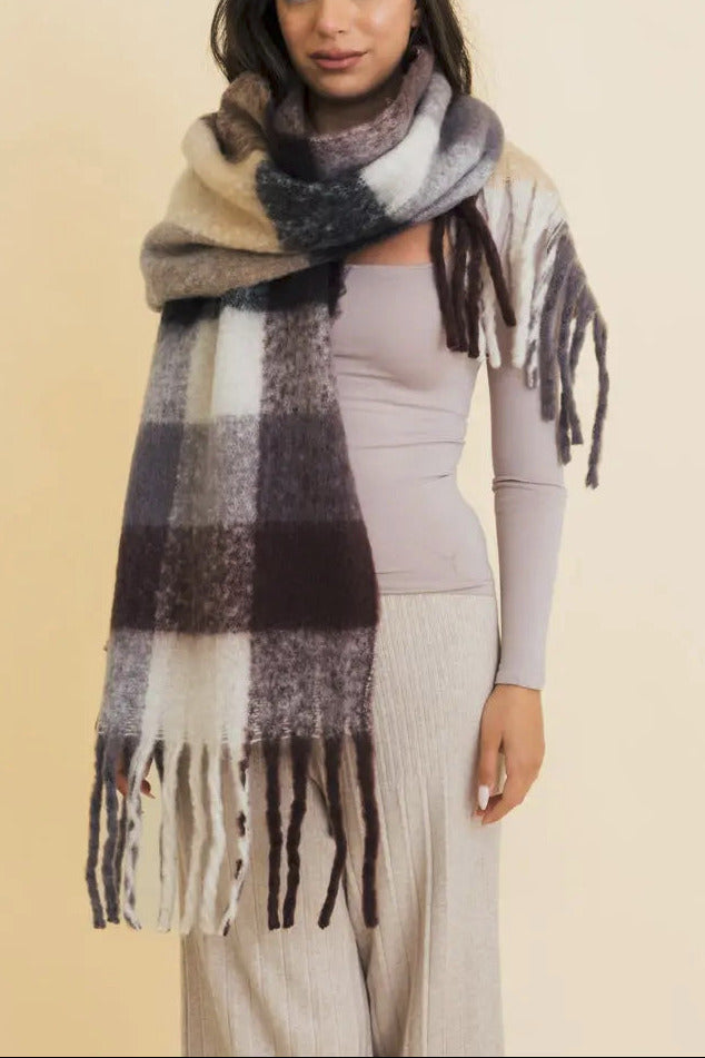 Multi Color Oversized Fringe Scarf