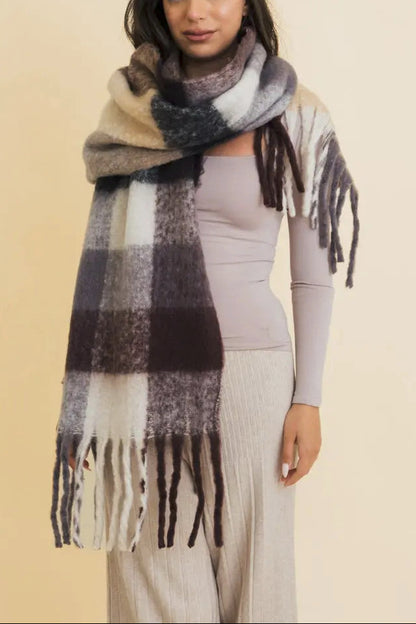 Multi Color Oversized Fringe Scarf