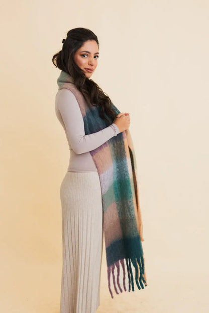 Multi Color Oversized Fringe Scarf