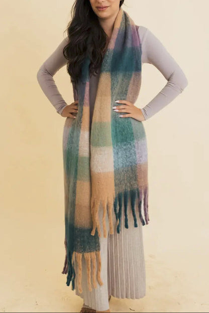 Multi Color Oversized Fringe Scarf