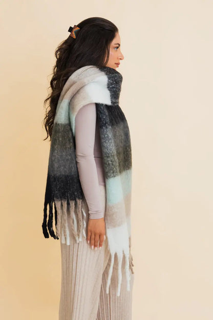 Multi Color Oversized Fringe Scarf