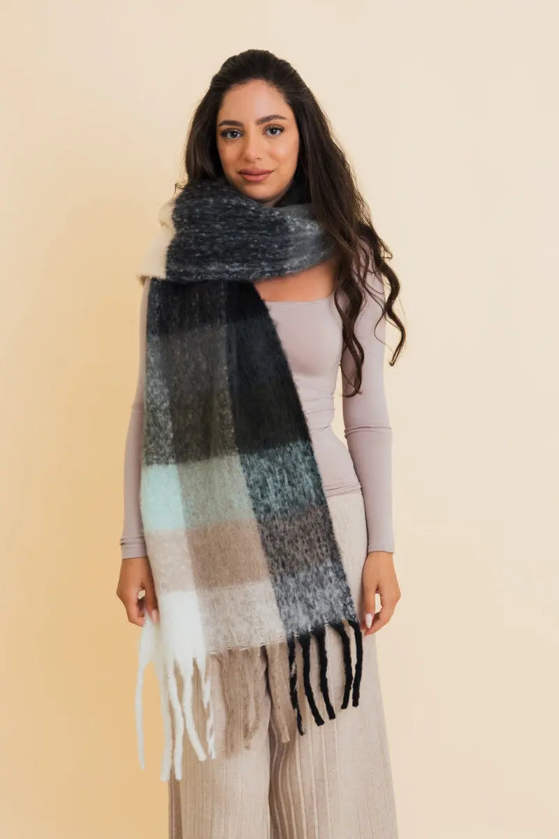 Multi Color Oversized Fringe Scarf