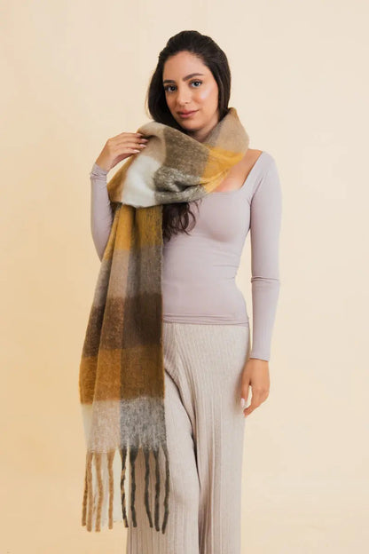 Multi Color Oversized Fringe Scarf