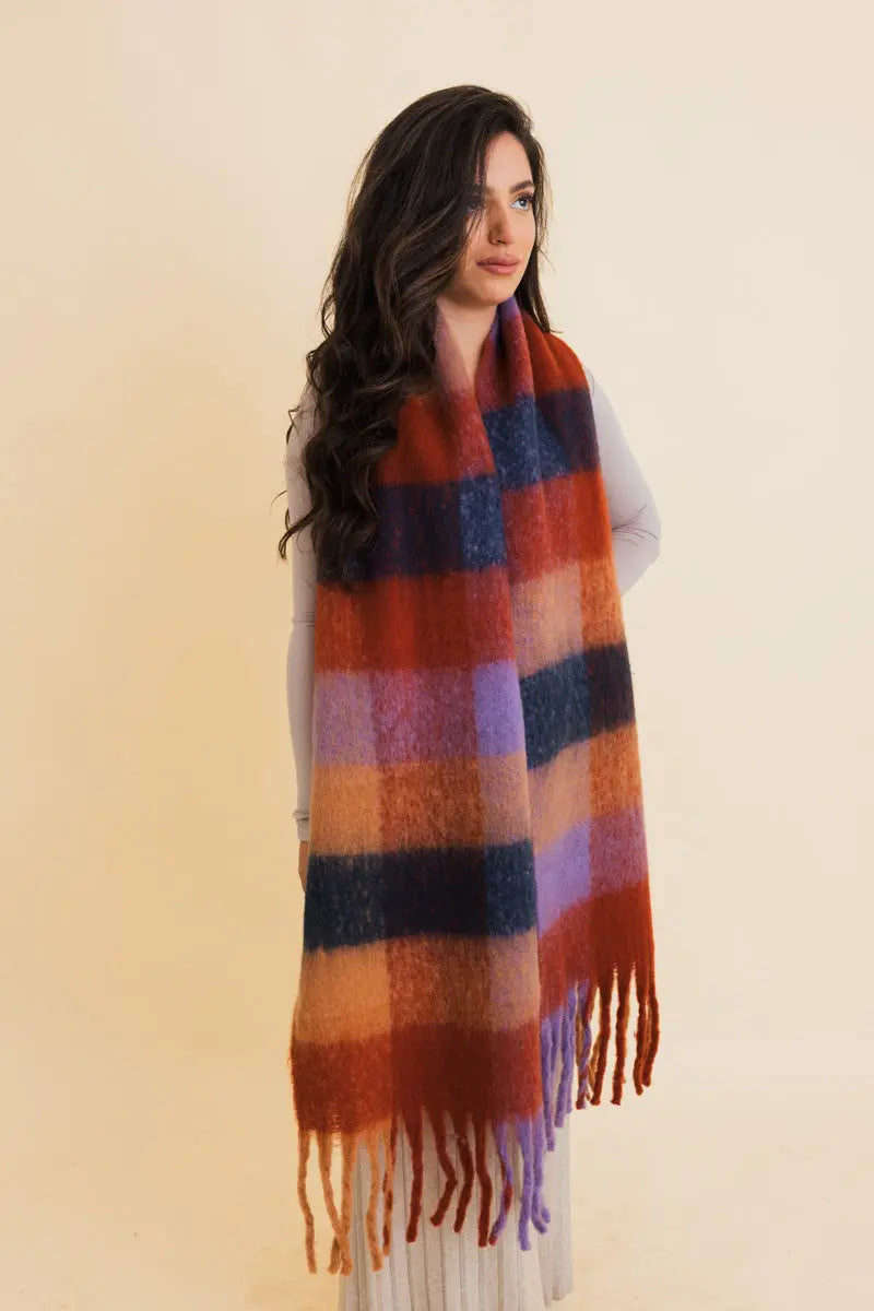 Multi Color Oversized Fringe Scarf