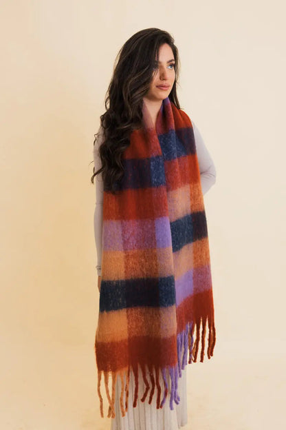 Multi Color Oversized Fringe Scarf