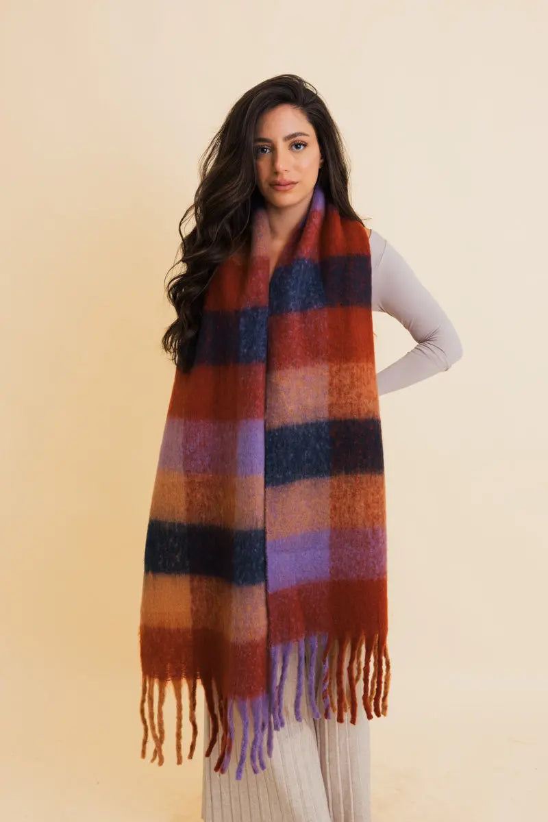Multi Color Oversized Fringe Scarf