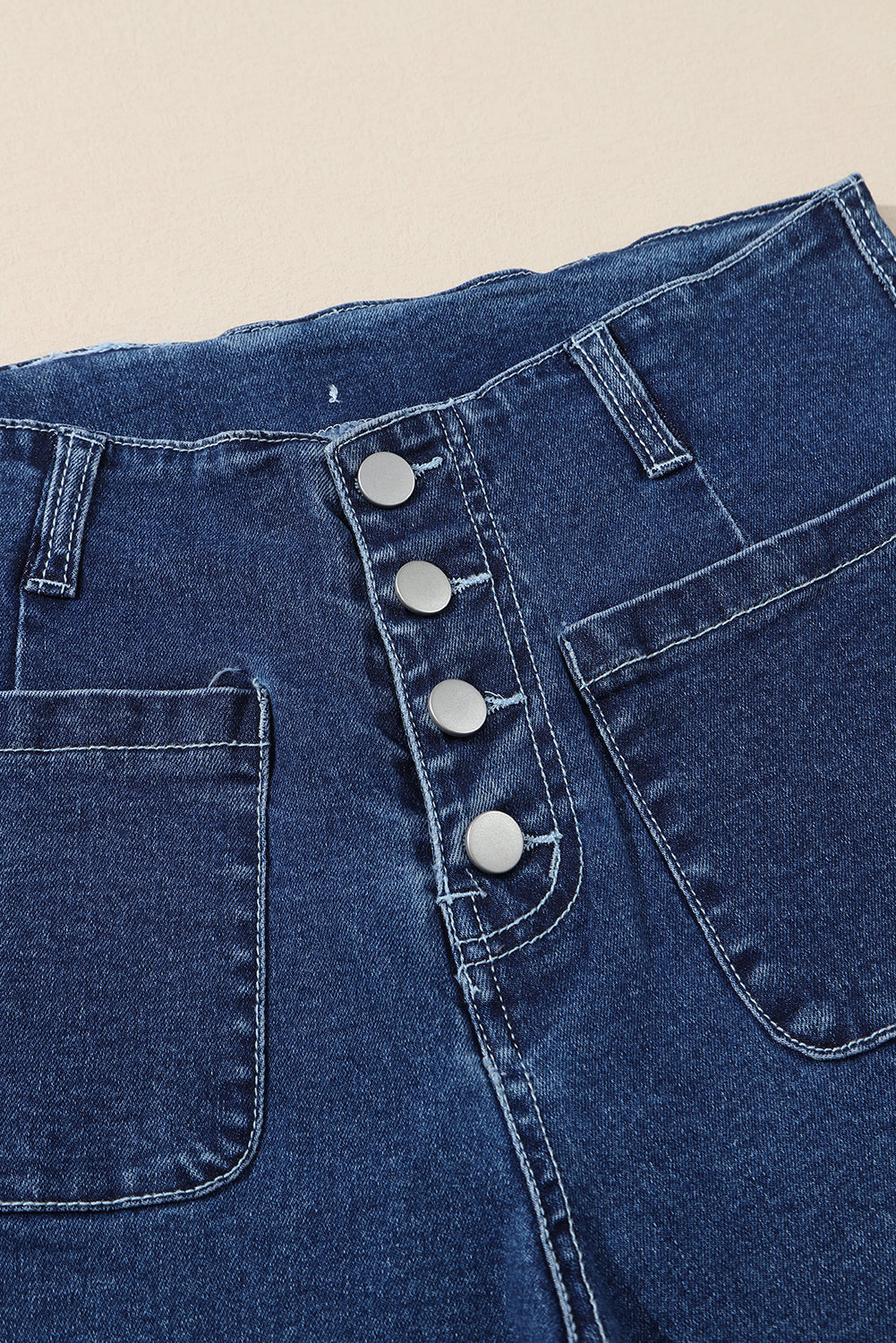 Button Wide Leg Cropped Jeans
