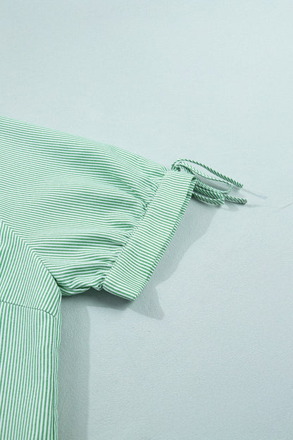 Plus Collar Tie Sleeve Blouse