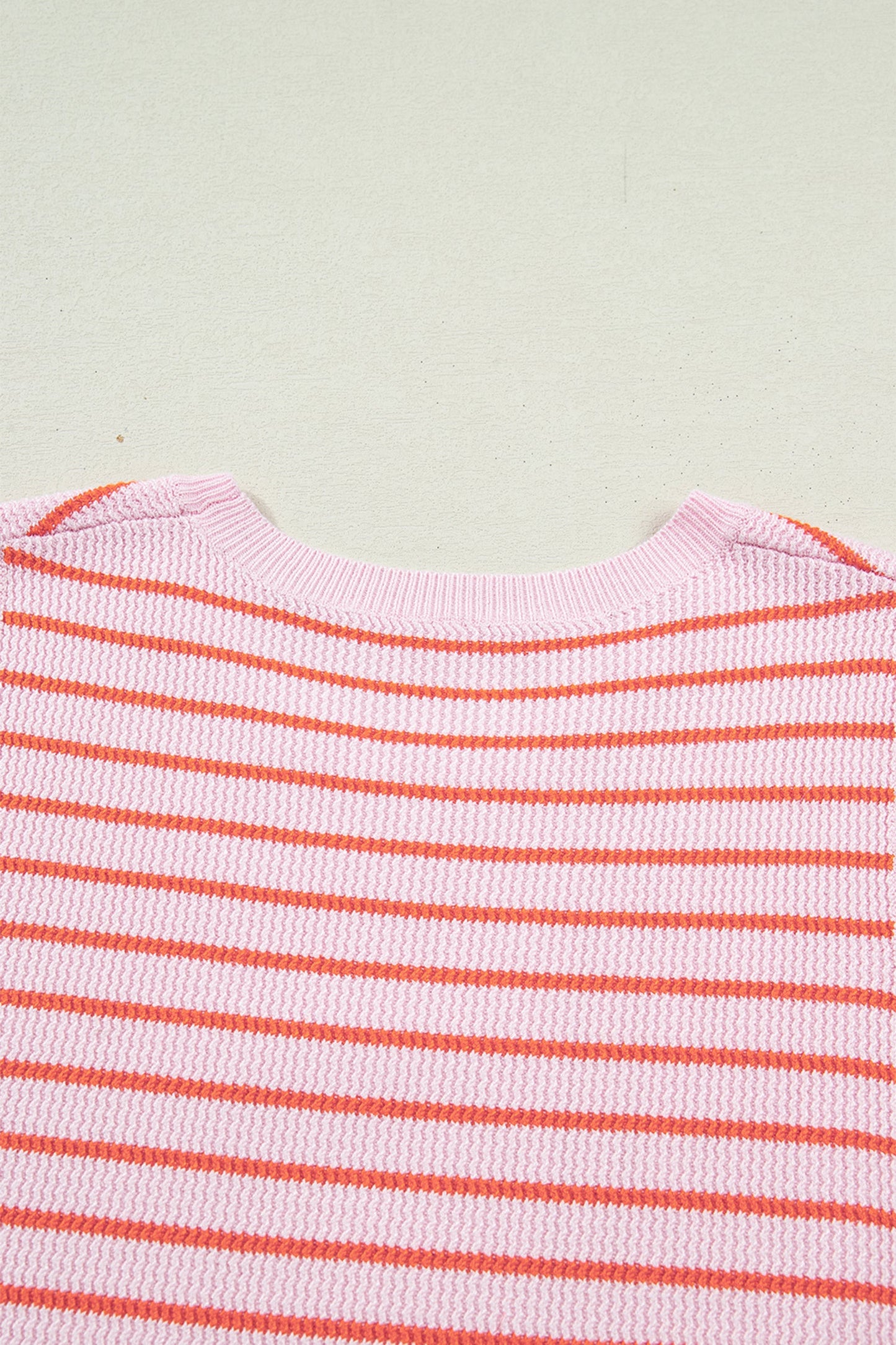 Knit Sleeveless Casual Pink Stripe Top