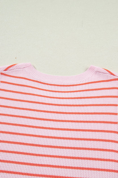 Knit Sleeveless Casual Pink Stripe Top