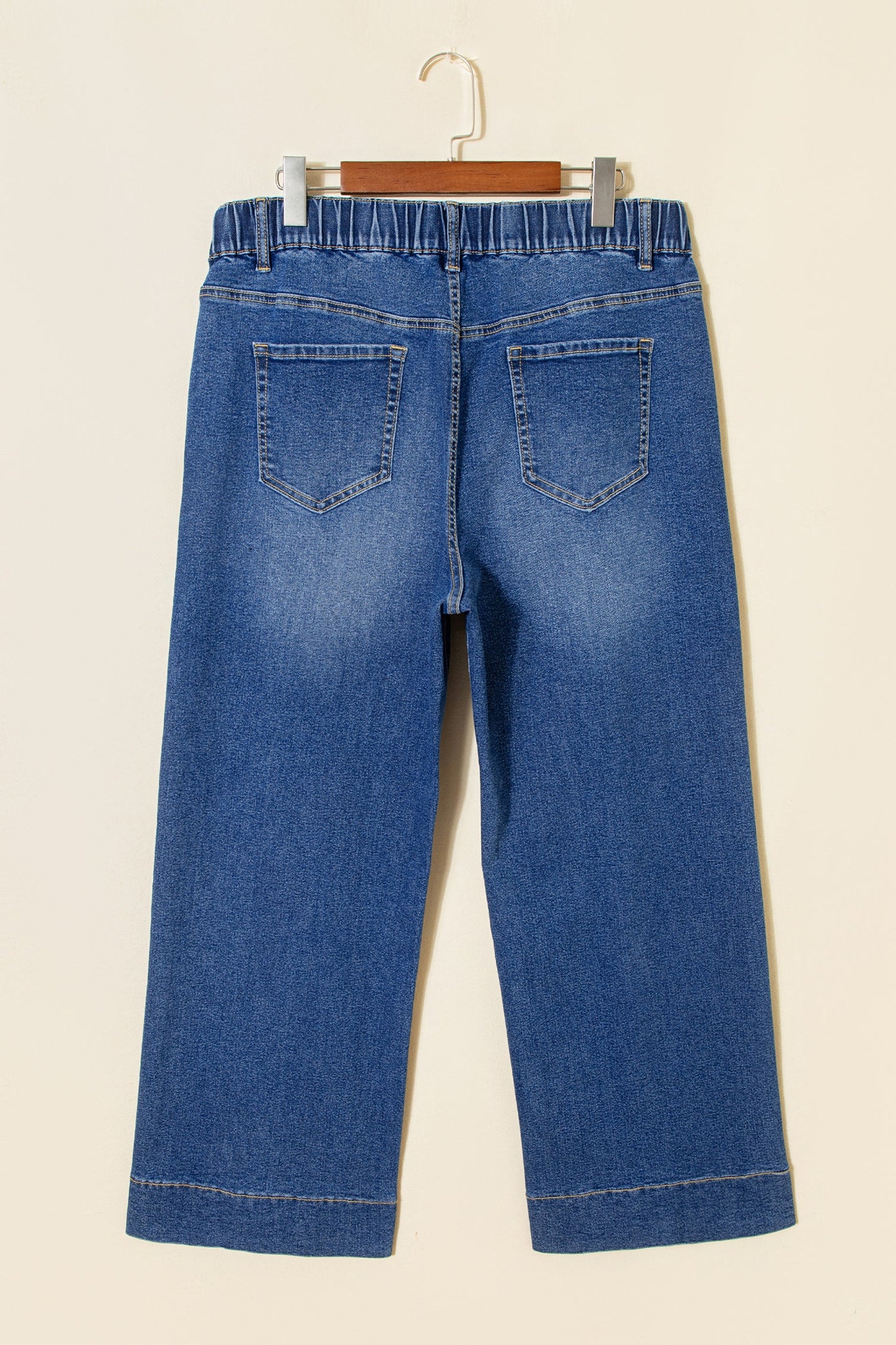 High Rise Lace Tie Whiskered Jeans