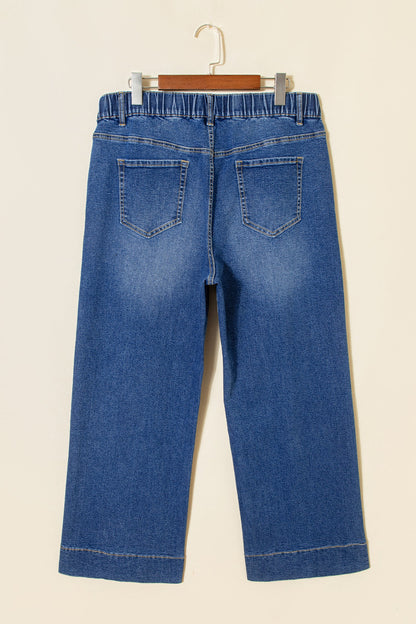 High Rise Lace Tie Whiskered Jeans