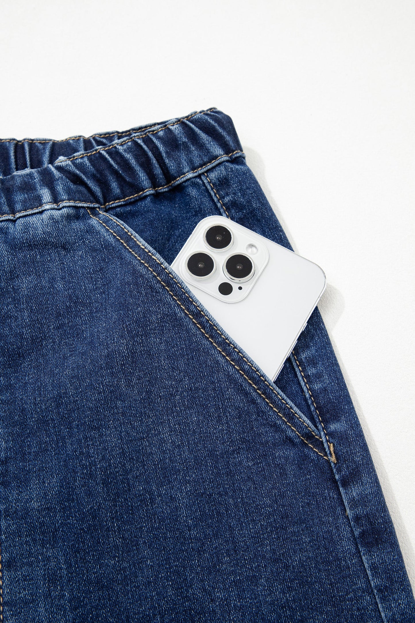 Fray Hem Wide Leg Denim Pants Prussian