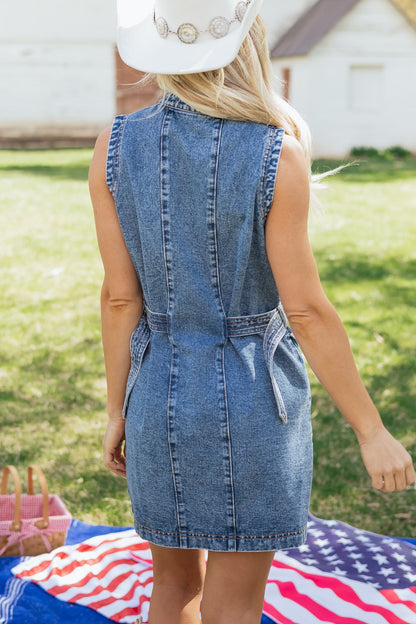 Sleeveless Denim Short Dress