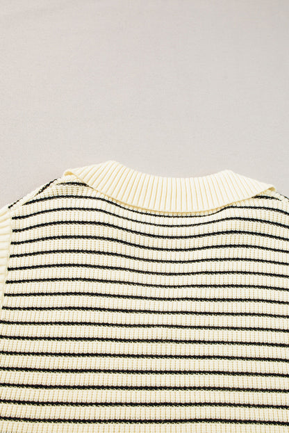 Stripe Turn Down Sweater Tank