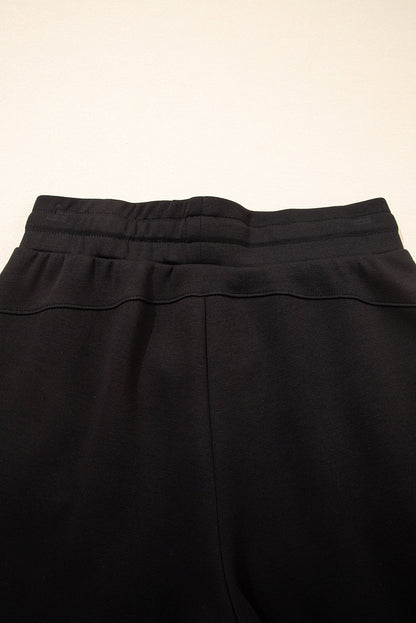 Black Exposed Seam Skinny Jogger Pants