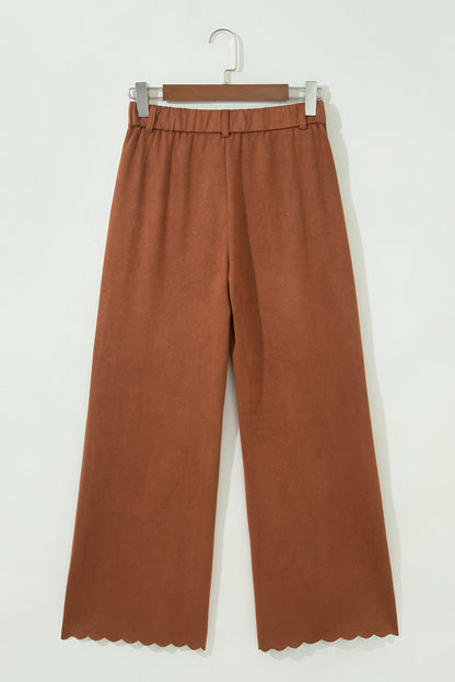 Scalloped Edge Wide Leg Pants