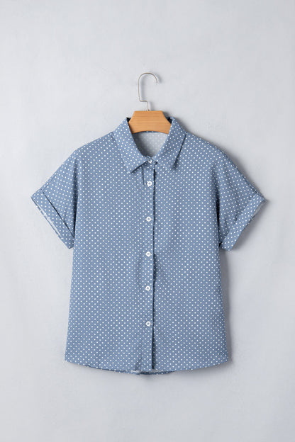 Cuffed Dot Short Sleeve Button Shirt