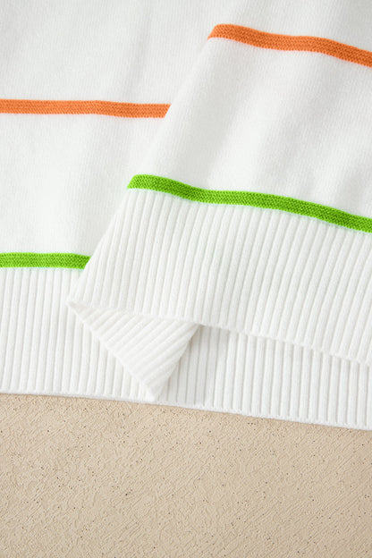 Stripe Knitted Sweater White