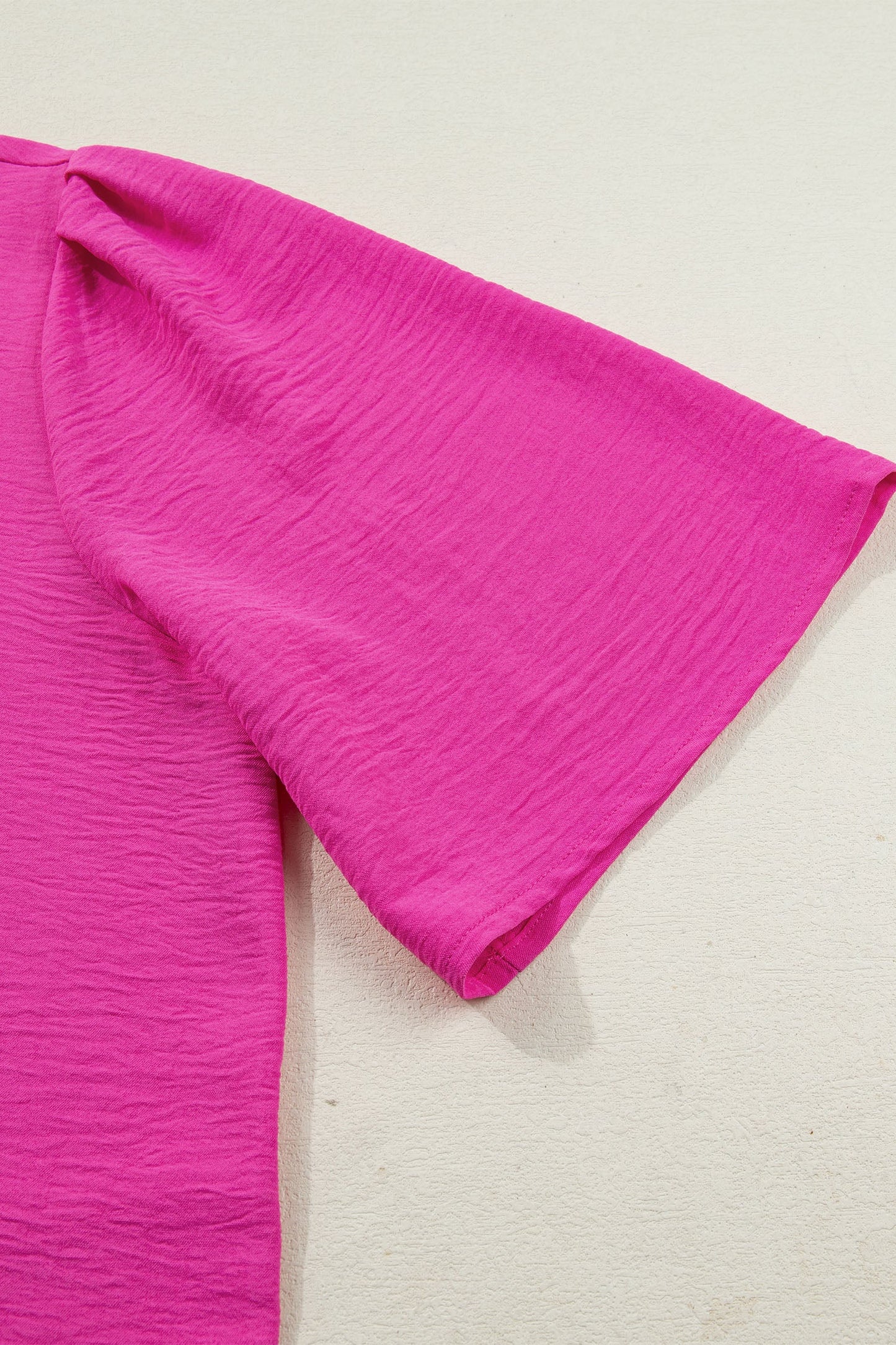 Color Block Wide Short Sleeve Blouse