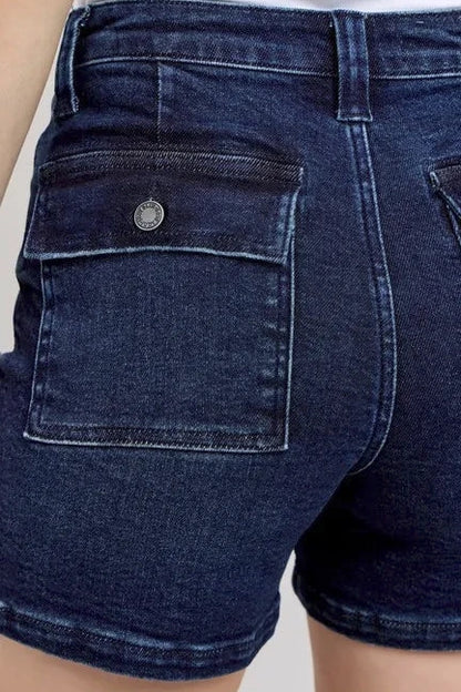 Mid-High Back Flap Denim Shorts