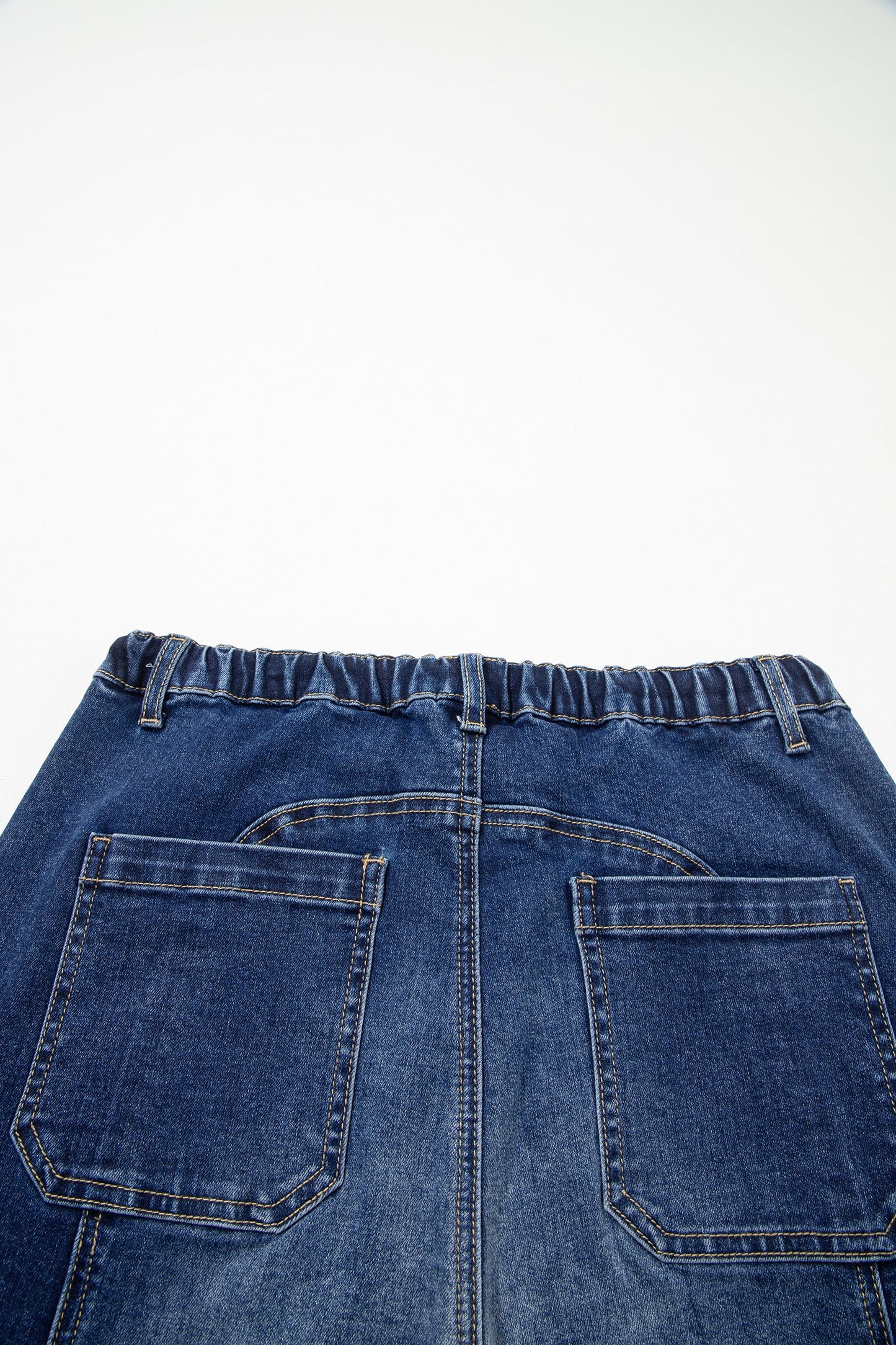 Fray Hem Wide Leg Denim Pants Prussian